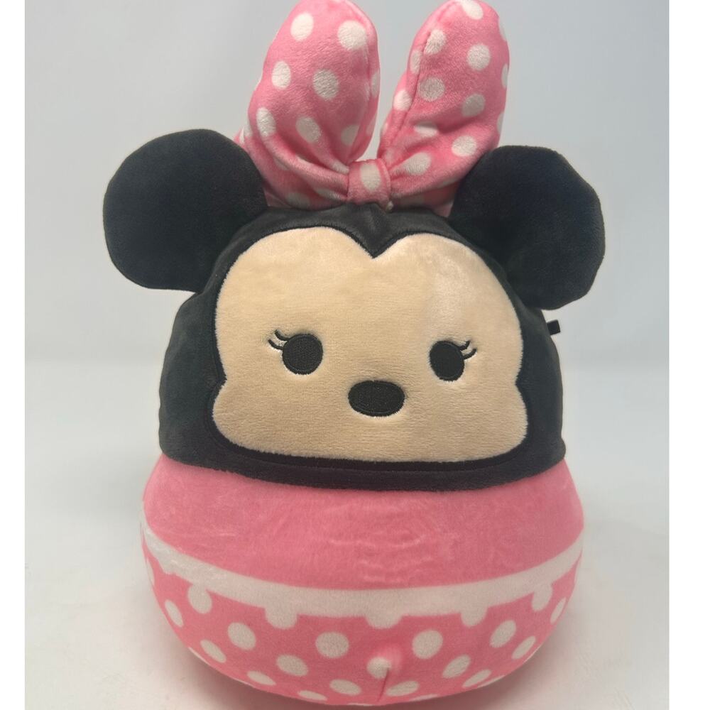 Kellytoy Squishmallow's Disney Minnie Mouse Pink Black Plush 9" Tall w/Bow